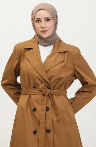 معطف طويل بحزام للنساء مقاس كبير 8549 أسمر 8549.TABA