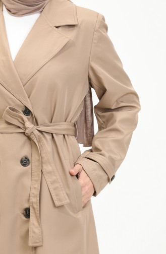 Langer Trenchcoat Für Damen In Großen Größen Mit Gürtel 8549 Stone 8549.Taş