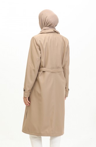 Langer Trenchcoat Für Damen In Großen Größen Mit Gürtel 8549 Stone 8549.Taş