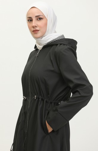 Lange Hijab-trenchcoat Voor Dames Groot Formaat Trenchcoat Met Ritssluiting 8644 Zwart 8644.siyah