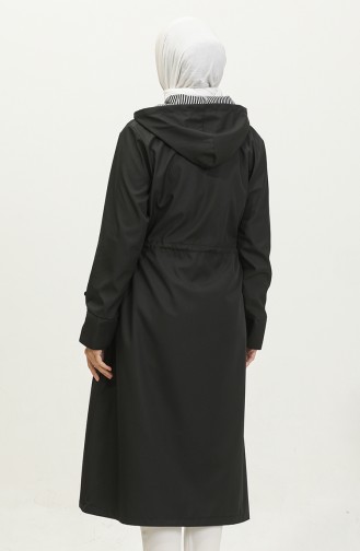 Trench Long Hijab Femme Grande Taille Trench Zippé 8644 Noir 8644.siyah