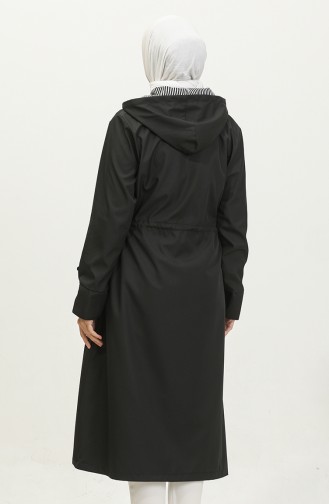 Lange Hijab-trenchcoat Voor Dames Groot Formaat Trenchcoat Met Ritssluiting 8644 Zwart 8644.siyah