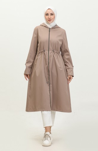 Langer Hijab-Trenchcoat Für Damen Großer Trenchcoat Mit Reißverschluss 8644 Nerz 8644.vizon