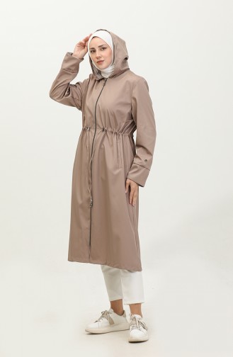 Langer Hijab-Trenchcoat Für Damen Großer Trenchcoat Mit Reißverschluss 8644 Nerz 8644.vizon