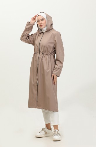 Lange Hijab-trenchcoat Voor Dames Grote Maat Trenchcoat Met Ritssluiting 8644 Mink 8644.vizon