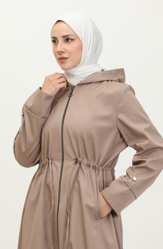 Lange Hijab-trenchcoat Voor Dames Grote Maat Trenchcoat Met Ritssluiting 8644 Mink 8644.vizon