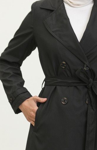 Damen-Trenchcoat In Großen Größen Hijab Zweireihiges Kleid Cik Trenc 8656 Schwarz 8656.siyah