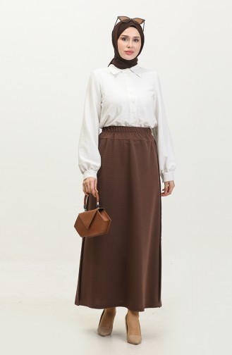 Plus Size Button Detailed Skirt 4206-01 Mink 4206-01