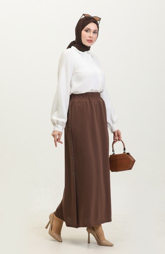 Plus Size Button Detailed Skirt 4206-01 Mink 4206-01
