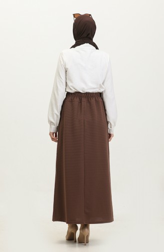 Plus Size Button Detailed Skirt 4206-01 Mink 4206-01