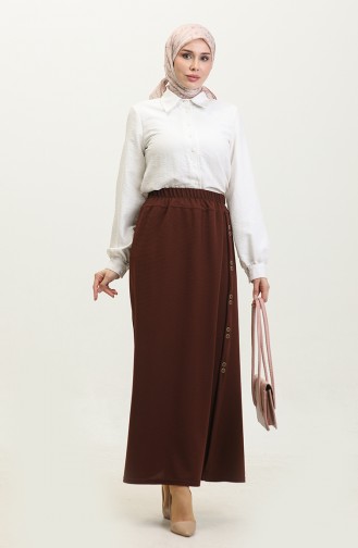 Plus Size Button Detailed Skirt 4206-02 Tan 4206-02