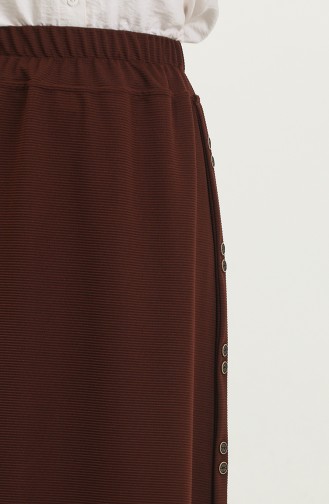 Plus Size Button Detailed Skirt 4206-02 Tan 4206-02