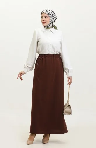 Jupe Détail Boutons Grande Taille 4208-02 Tan 4208-02