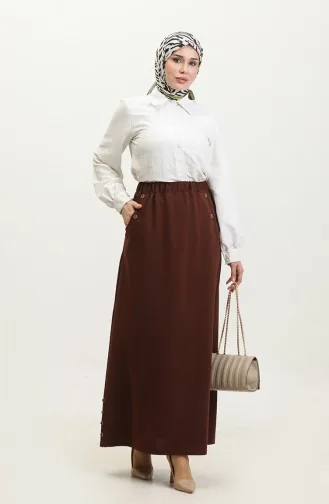 Jupe Détail Boutons Grande Taille 4208-02 Tan 4208-02