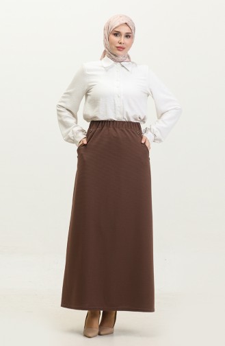 Grote Maat Rok Met Knoopdetails 4208-04 Mink 4208-04