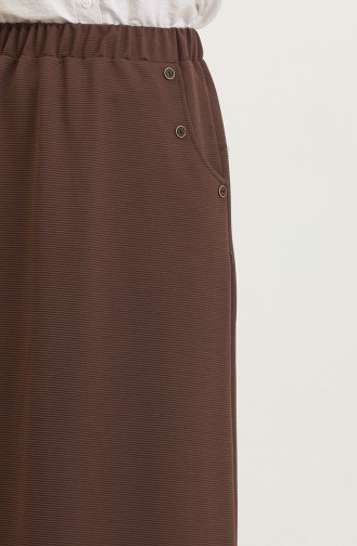 Plus Size Button Detailed Skirt 4208-04 Mink 4208-04