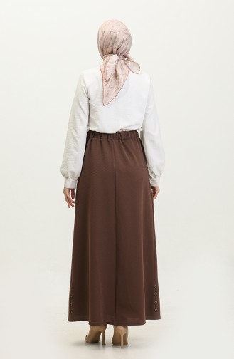 Plus Size Button Detailed Skirt 4208-04 Mink 4208-04