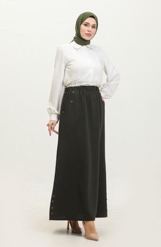 Grote Maat Rok Met Knoopdetails 4208-06 Kaki 4208-06