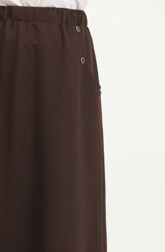 Jupe Détail Boutons Grande Taille 4208-07 Marron 4208-07