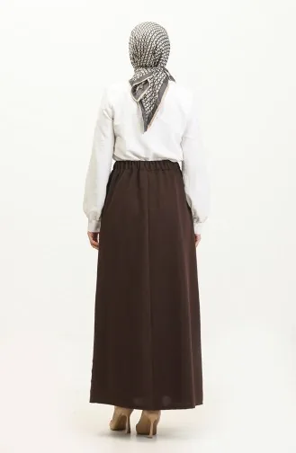 Jupe Détail Boutons Grande Taille 4208-07 Marron 4208-07