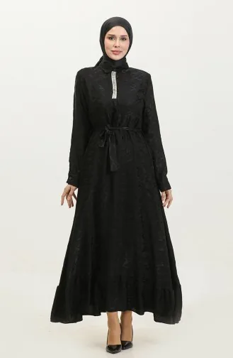 Jurk Met Overhemdkraag En Patroon 81854-01 Zwart 81854-01