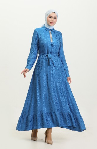 Gemustertes Kleid Mit Hemdkragen 81854-07 Saks 81854-07