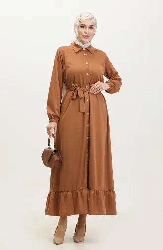 Robe Hijab Boutonnée 2021-03 Fauve 2021-03