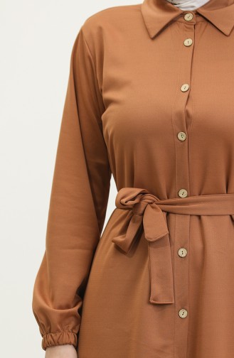 Robe Hijab Boutonnée 2021-03 Fauve 2021-03