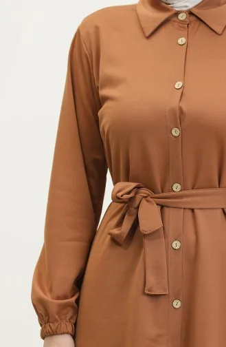 Robe Hijab Boutonnée 2021-03 Fauve 2021-03