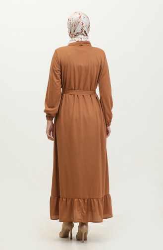 Robe Hijab Boutonnée 2021-03 Fauve 2021-03