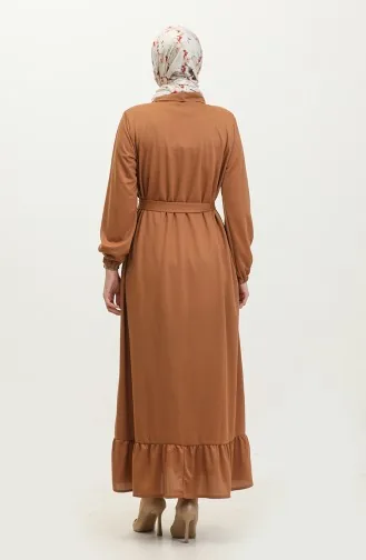 Robe Hijab Boutonnée 2021-03 Fauve 2021-03
