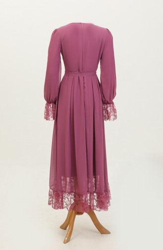 فستان بتصميم دانتيل للمحجبات 5400-01 وردي فاتح 5400-01