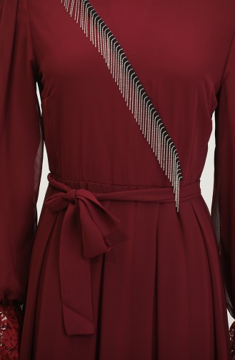 فستان بتصميم دانتيل للمحجبات 5400-02 برقوقي 5400-02