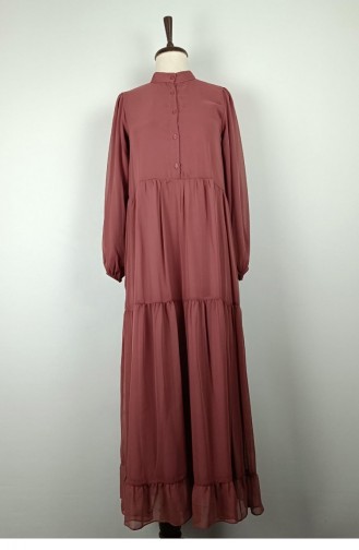 Half Buttoned Dress Dried Rose 7810 1164