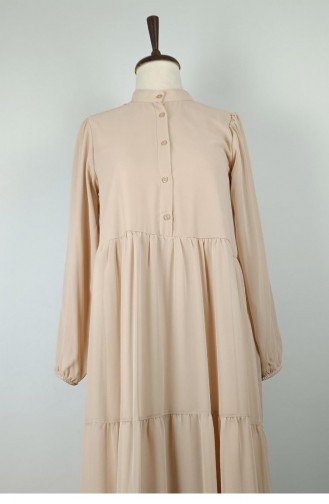 Robe Demi Boutonnée Beige 7810 1165