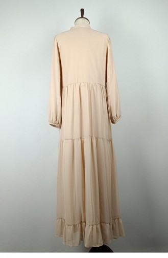 Halb Geknöpftes Kleid Beige 7810 1165