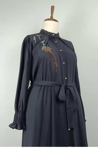 Plus Size Kleid Mit Steindetail Schwarz 7792 1170