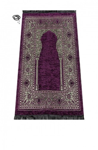 Tapis De Prière En Chenille épaisse Mihrab De Luxe Prune 0000000852258 0000000852258