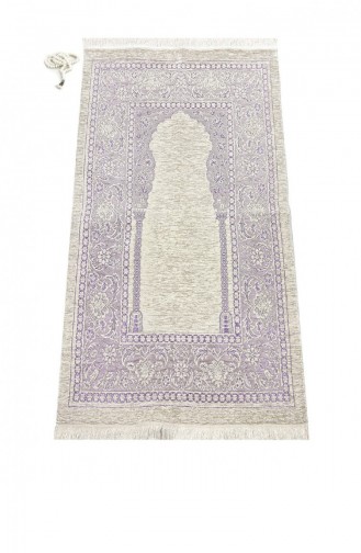 Chenille Luxury Prayer Rug With Mihrab Purple 0000000852263 0000000852263