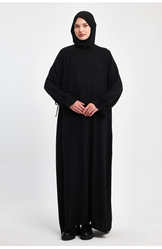 İhya فستان مريح بأكمام نفق مقاس كبير من القماش KTEM02-01 أسود 02-01