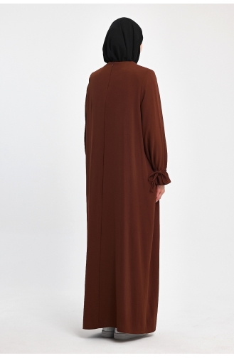 İhya Textile – Robe Confortable à Manches Tunnel Grande Taille Marron KTEM02-02 02-02