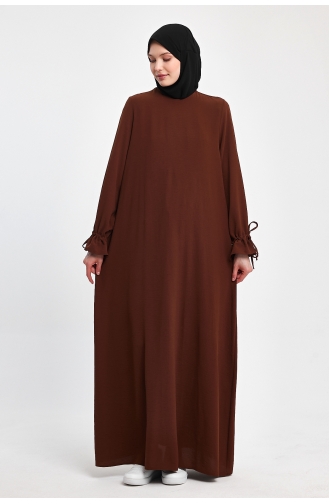 Ihya فستان مريح بأكمام نفق مقاس كبير من القماش KTEM02-02 بني 02-02