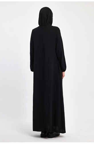 İhya Textile Große Größe Plissee Bequemes Modell Einfarbiges Kleid PRMD01-01 Schwarz 01-01