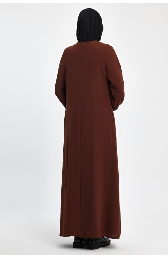 İhya Textile Große Größe Plissee Bequemes Modell Einfarbiges Kleid PRMD01-02 Braun 01-02