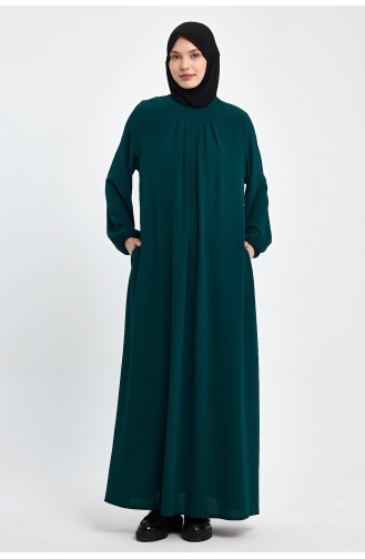İhya Textile Große Größe Plissee Bequemes Modell Einfarbiges Kleid PRMD01-03 Petrolblau 01-03