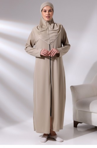 Vizon Kadın Fermuarlı Tek Parça Kendinden Örtülü Namaz Elbisesi 01 Nmz 018143