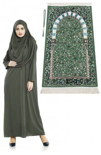 فستان صلاة كاكي، تصميم رافزا، سجادة صلاة ومسبحة، طقم عبادة 05 15 3155 05.15.3155