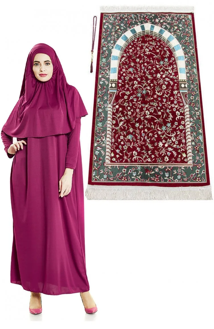 Robe De Prière Fuchsia Motif Ravza Tapis De Prière Et Ensemble De Culte Du Chapelet 05 15 3393 05.15.3393