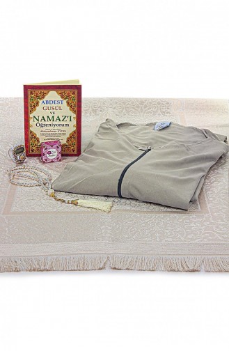 Mink Women`s Practical Headscarf Zippered One-Piece Prayer Dress Prayer Mat Set 05 17 1231 05.17.1231