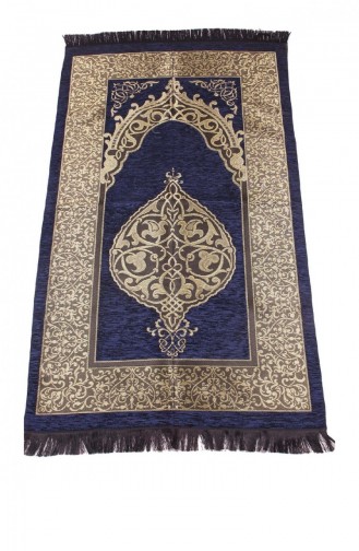 Luxuriöser Osmanischer Chenille-Gebetsteppich 0170 Marineblau Farbe 4447854447852 4447854447852